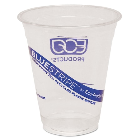 Eco-Products BlueStripe 25% Recycled Content Cold Cups, 12 oz, Clear/Blue, PK1000 EP-CR12
